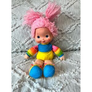 Vintage Rainbow Brite Tickled Pink Baby Bright Doll Pink Hair 14" 1983 Hallmark